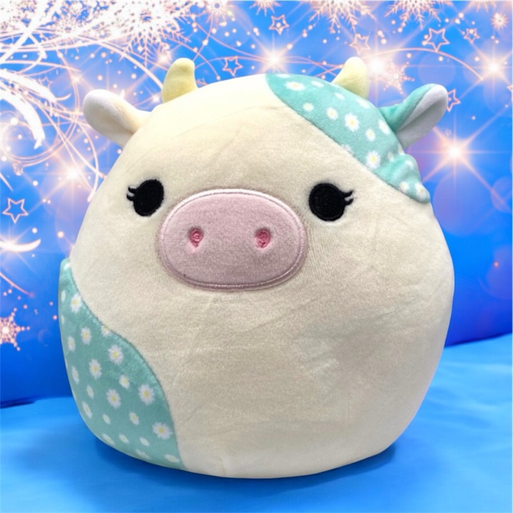 NWT BELANA the Cow with Flowers 8" Easter Squishmallow Kellytoy Pillow Plush Toy